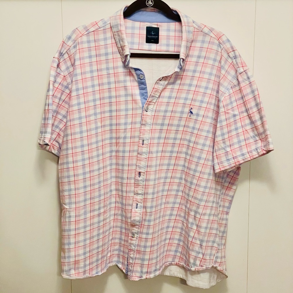Tailorbyrd Pink and Blue Plaid Casual Button Down Shirt Sz XXL